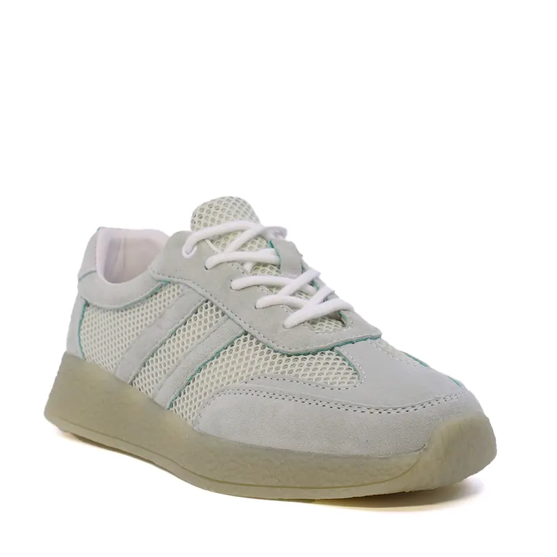 Sneakers perforați femei verde mentă din piele și textil 1991DPF0620VV — imaginea 2