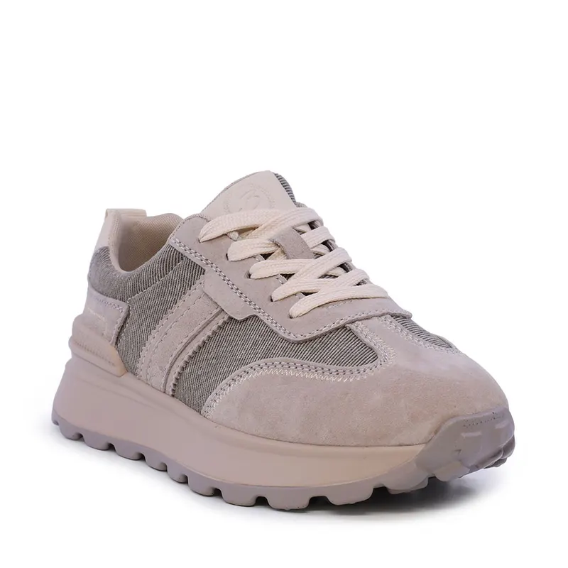 Sneakers ușori femei bej din piele și textil 1992DP6527VBE — imaginea 2