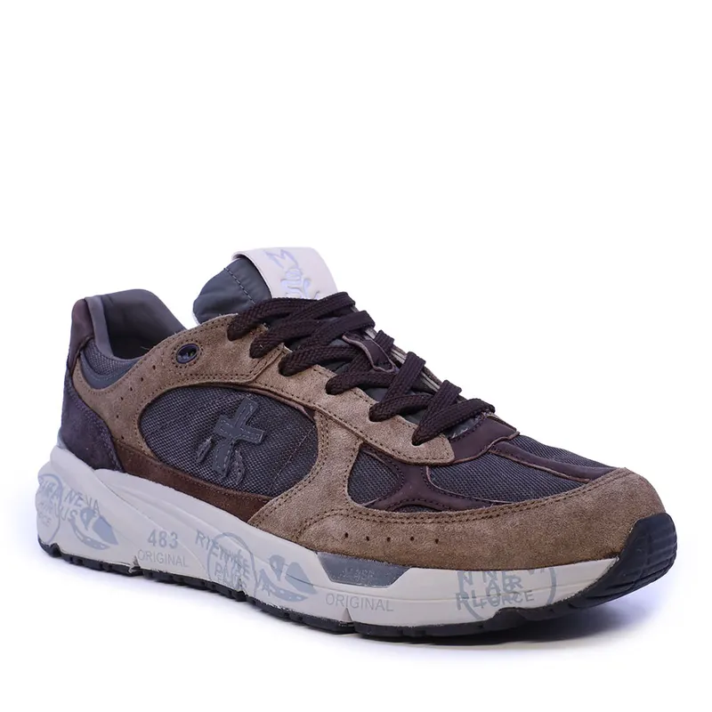 Sneakers bărbați Premiata Mase maro din piele și textil 1692BP8421M — imaginea 2