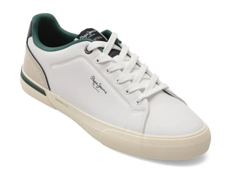 Pantofi sport PEPE JEANS albi, MS30011, din piele ecologica