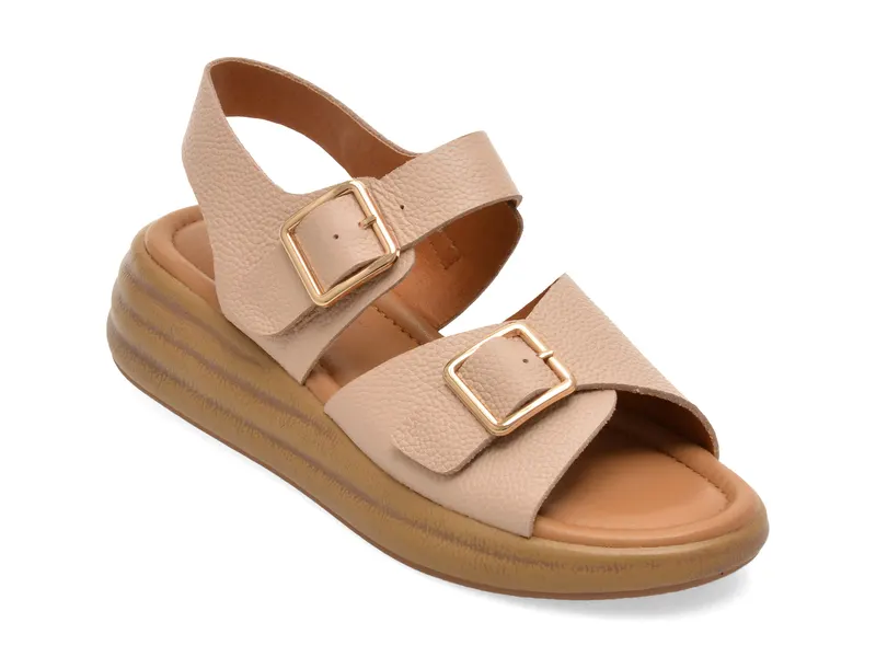 Sandale PASS COLLECTION roz, KL60012, din piele naturala