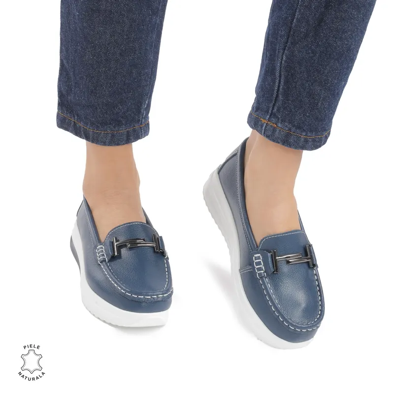 Mocasini DAMA din PIELE Naturala CRL0941 CULOARE: NAVY