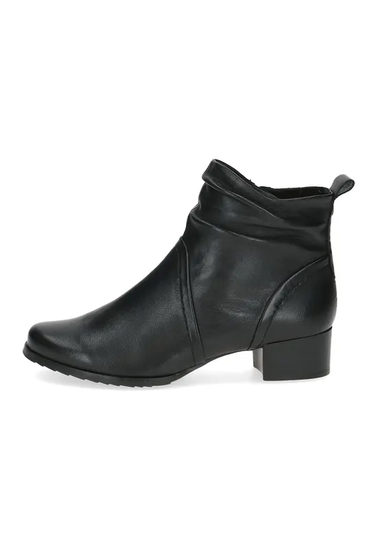Botine din piele cu fermoar - Negru