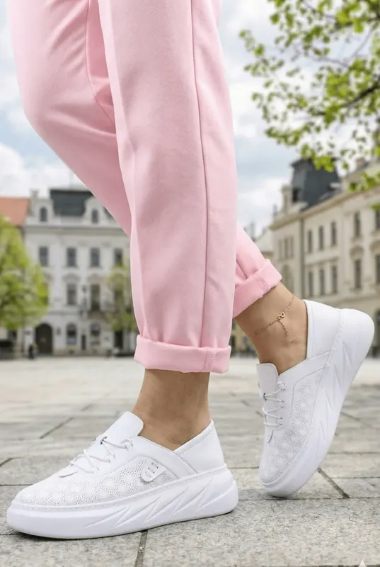 Pantofi Casual-Sport din Piele Alba - PADE WHITE