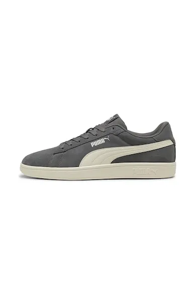 Pantofi sport Smash 3.0 de piele intoarsa cu insertii de piele - Alb fildes/Gri inchis