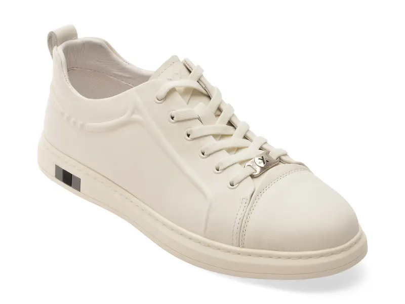 Pantofi sport albi, 5623, din piele naturala