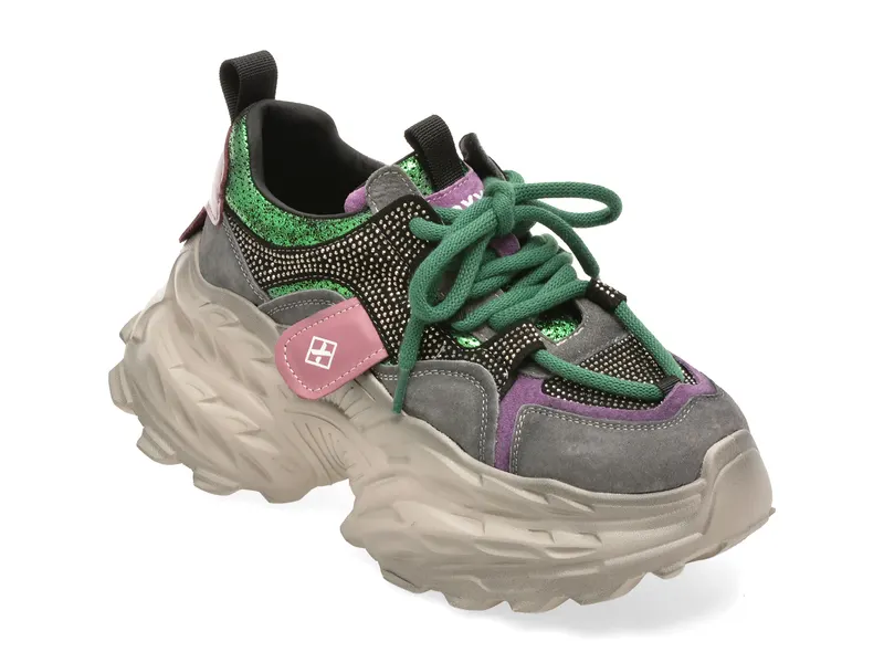 Pantofi sport multicolor, LY80018C, din piele ecologica
