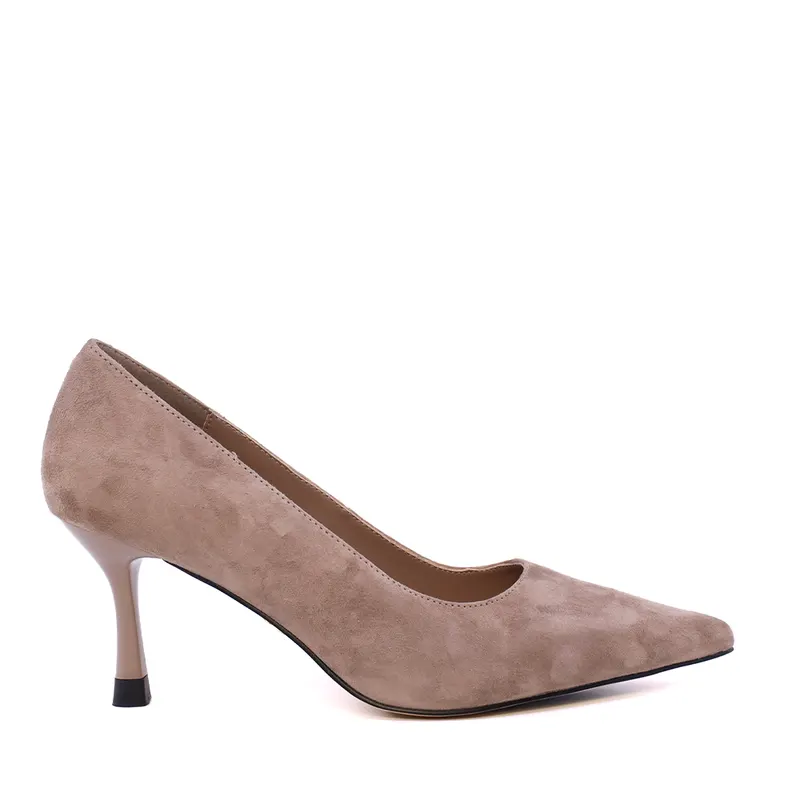 Pantofi stiletto cu toc mediu femei Luca di Gioia taupe din piele întoarsă 1261DP8611VTA