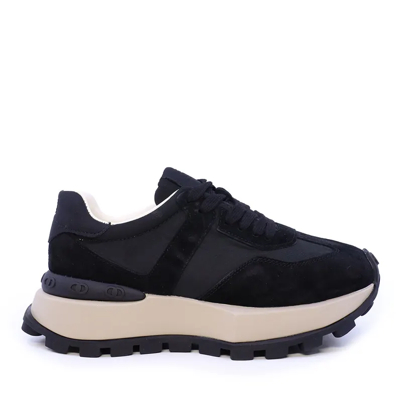 Sneakers femei Enzo Bertini negri din piele și textil 2132DP072VN
