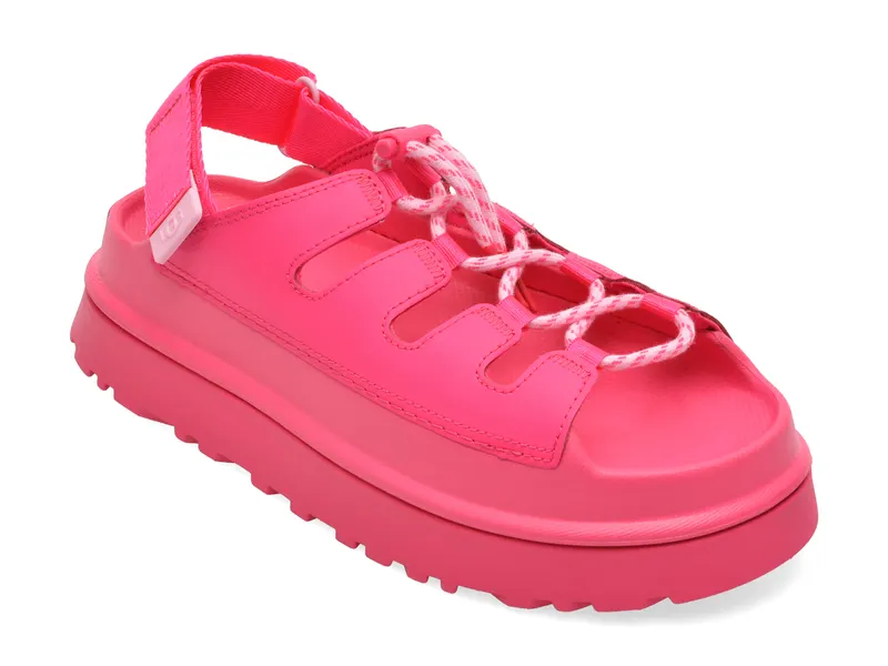 Sandale UGG fucsia, GOLDENGLOW TOGGLE, din piele naturala
