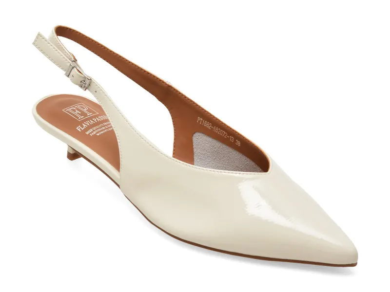 Pantofi eleganti FLAVIA PASSINI albi, PT1682, din piele naturala lacuita
