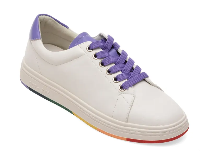 Pantofi sport PASS COLLECTION albi, KL60019, din piele naturala