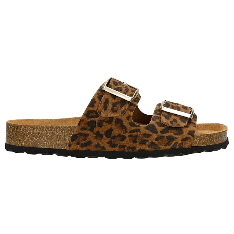 Papuci cu imprimeu leopard pe talpă de plută