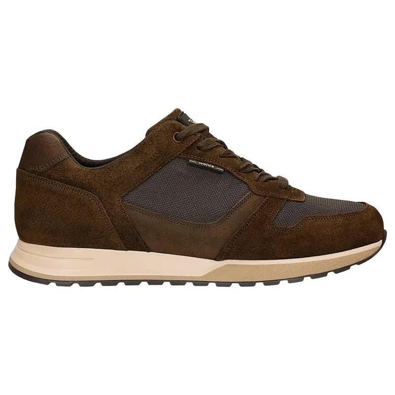Sneakers bărbați maro închis din materiale combinate