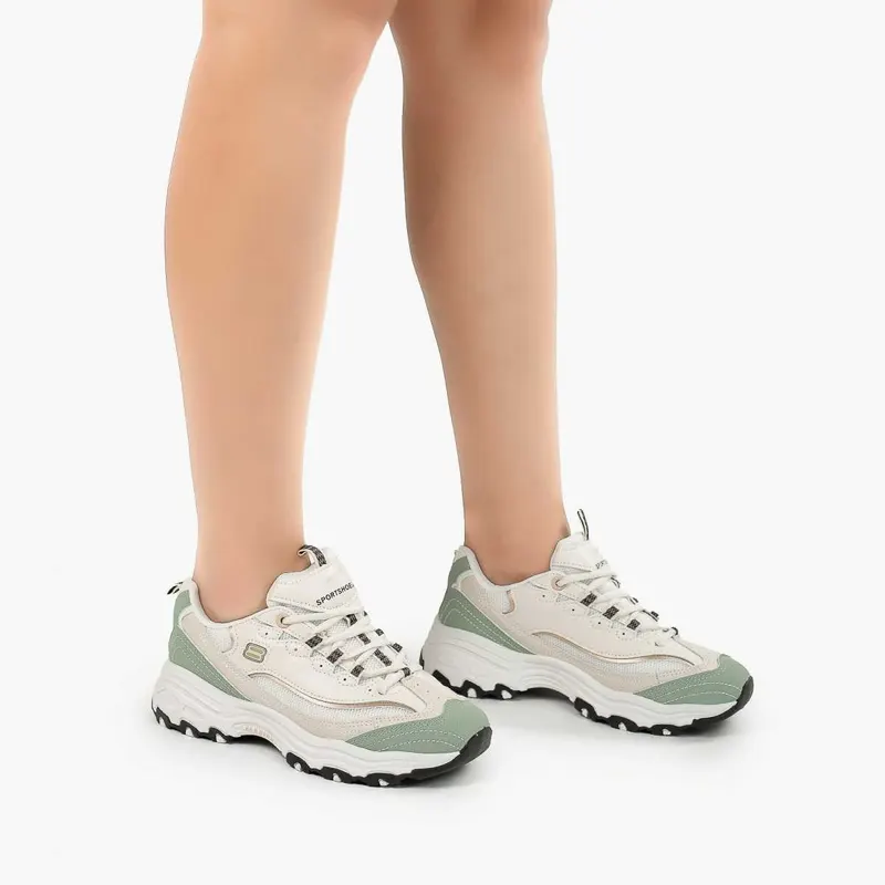 SNEAKERS DAMA DIN Piele Ecologica CRL0831 ALB CU VERDE