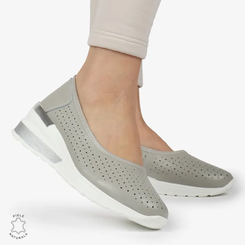 BALERINI DAMA din PIELE NATURALA CRL0978 CULOARE: GRI
