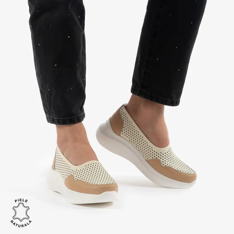 Balerini Dama Piele naturală CRL0103 BEJ