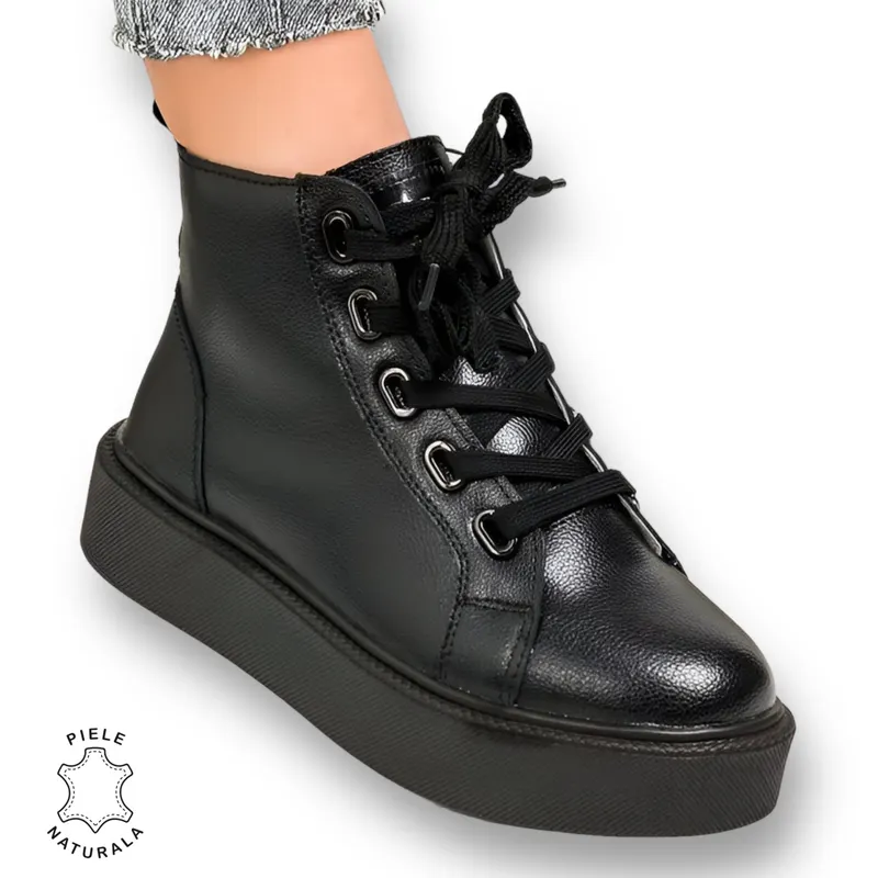 GHETE DAMA din PIELE NATURALA CRL0916 NEGRU