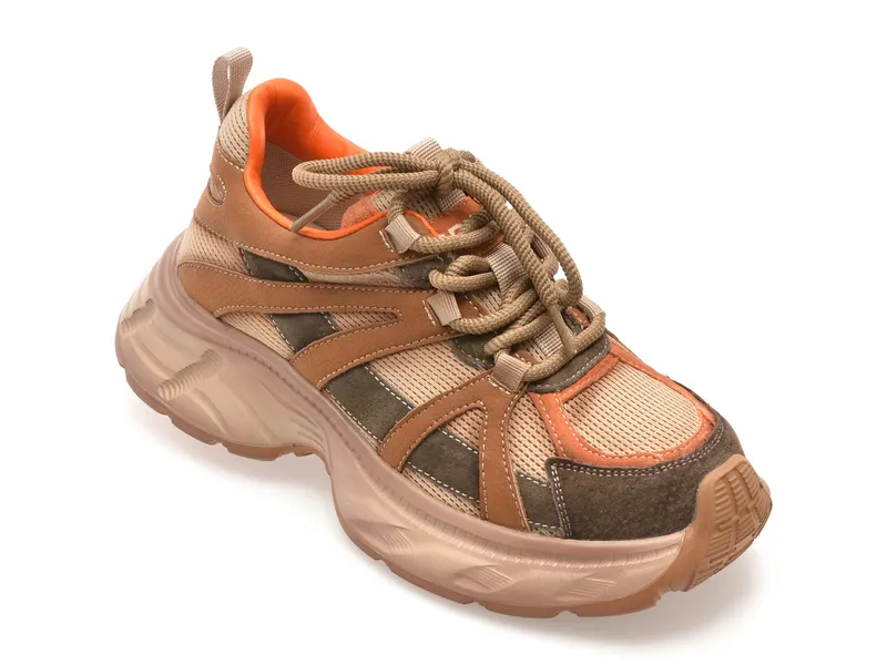 Pantofi sport maro, 6928, din material textil