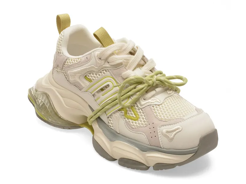 Pantofi sport bej, 991, din material textil si piele naturala