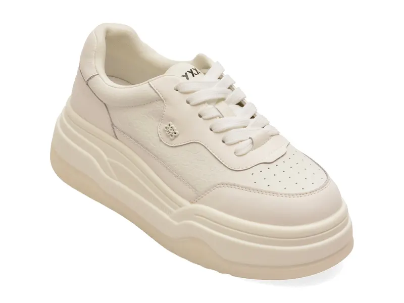 Pantofi sport albi, 258803, din piele naturala