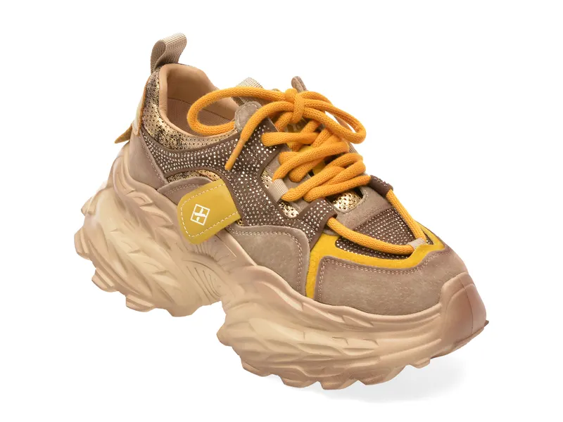 Pantofi sport bej, LY80018A, din piele ecologica