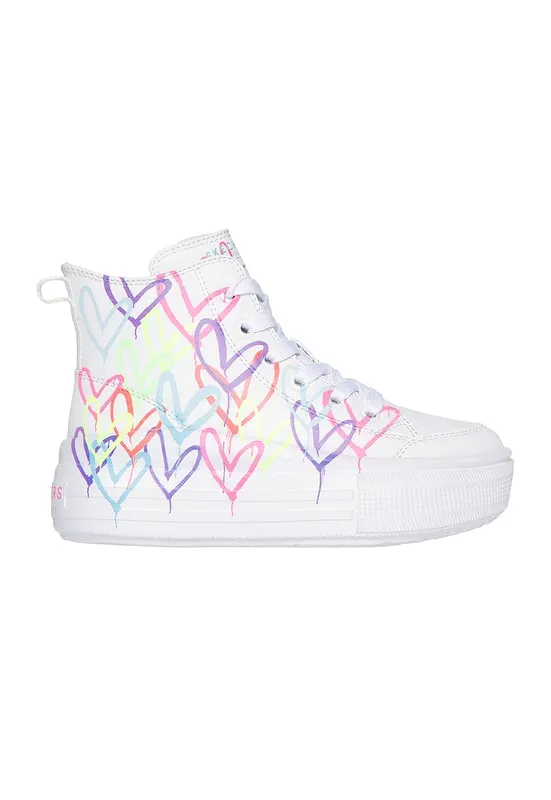 Pantofi sport high-top de piele ecologica Street - Alb/Multicolor