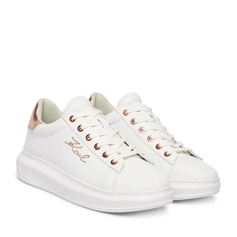 Sneakers femei Karl Lagerfeld Kapri Rhinestrone Karl Trim albi din piele 2051DP62518A — imaginea 2