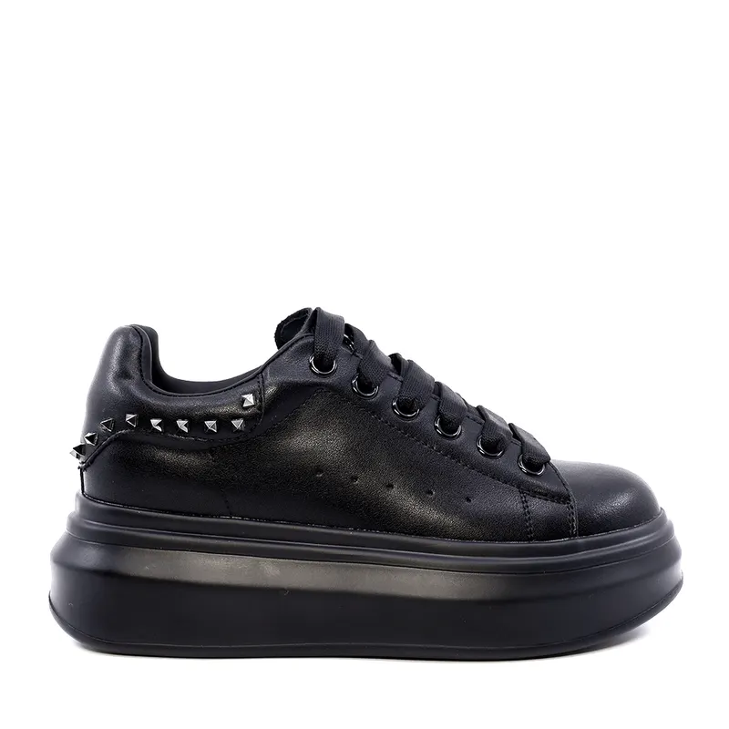 Sneakers ușori femei Luca di Gioia negri din piele cu elemente decorative 3841DP211N