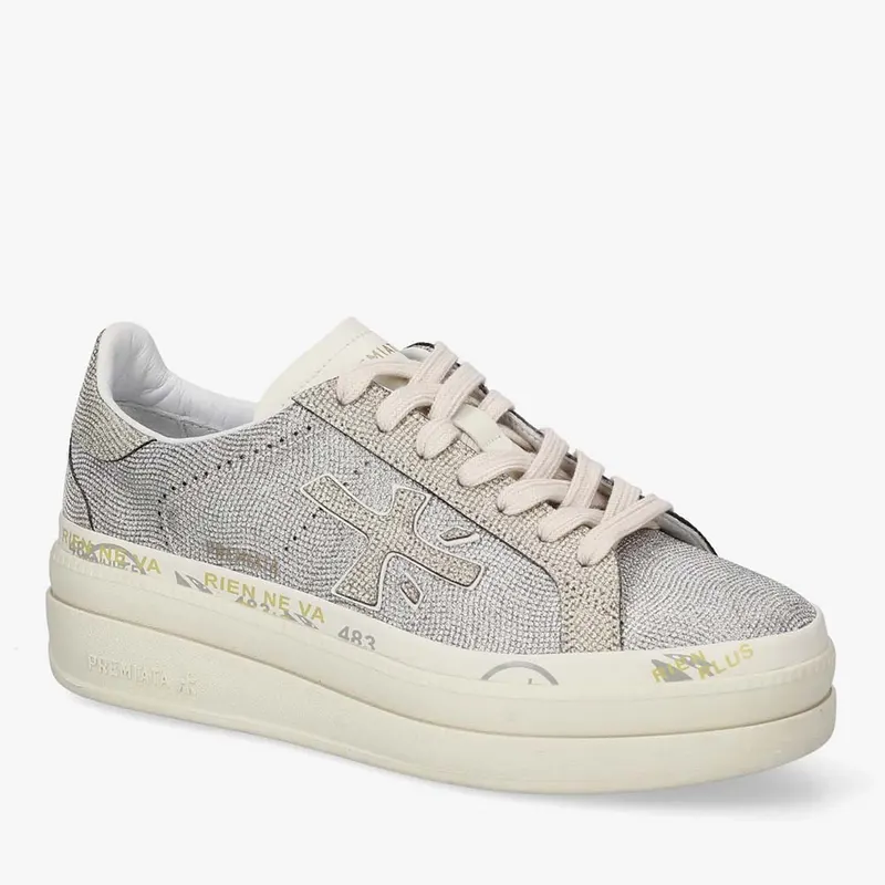 Sneakers femei Premiata Claudia argintii cu ștrasuri 1691DP8132AG — imaginea 2