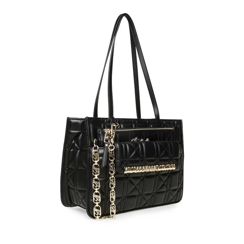 Poșetă tote femei Steve Madden Silvo neagră cu logo 1662POSSBsilvoN — imaginea 2