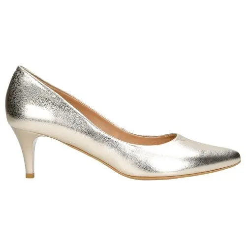 Pantofi stiletto aurii cu toc tip rață damă
