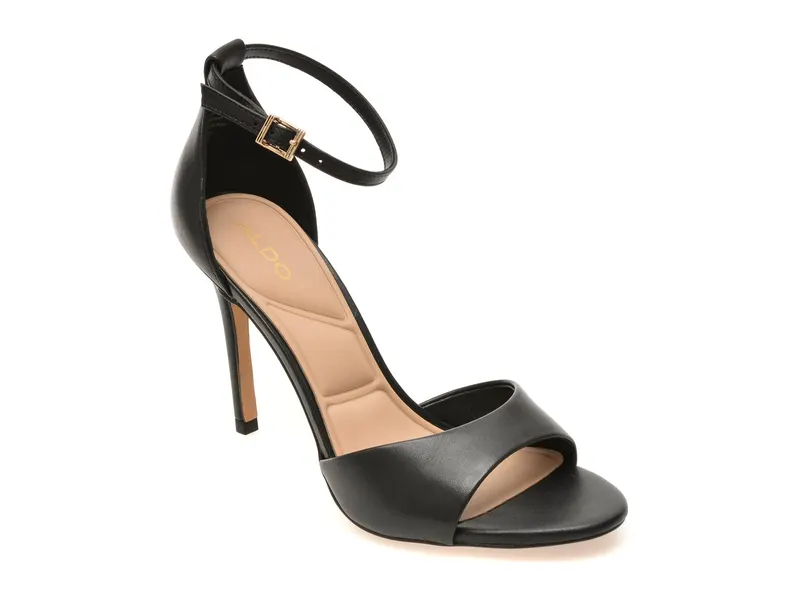 Sandale elegante negre, CRERIDE 001, din piele naturala