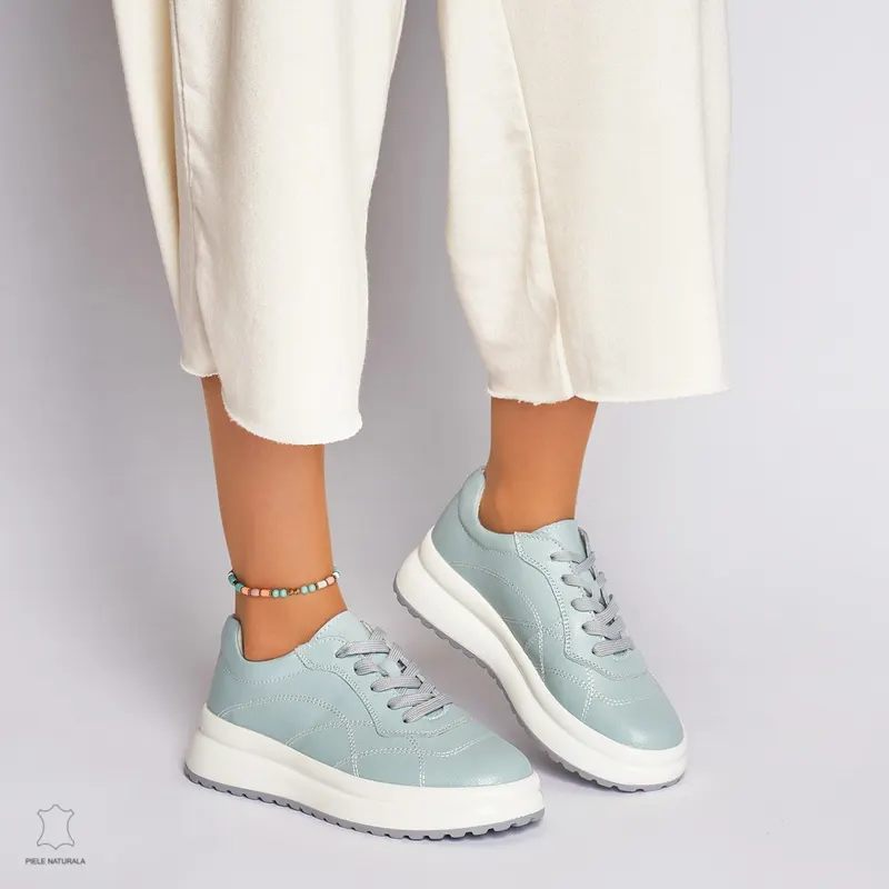Pantofi casual dama din piele naturala CRL0006 ALBASTRU