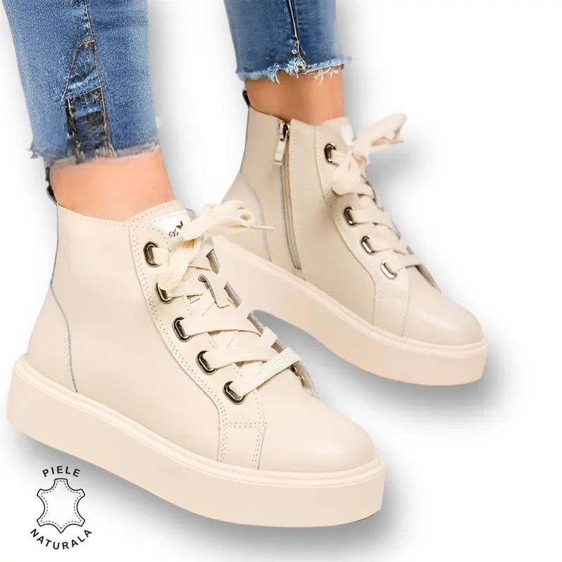 GHETE DAMA din PIELE NATURALA CRL0916 BEJ