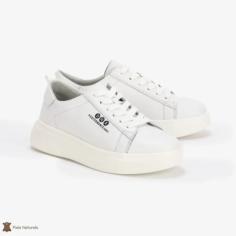 Pantofi Casual de dama din Piele naturala cu talpa groasa CRL0494 Alb