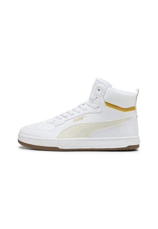 Pantofi sport mid-high de piele ecologica cu model unisex Caven 2.0 - Alb optic/Bej deschis