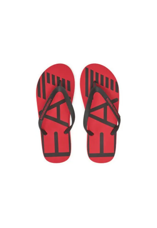 Papuci flip-flop barbati Emporio Armani - XCQ004 XK196 - Sintetic - Negru/Rosu - Rosu/Negru