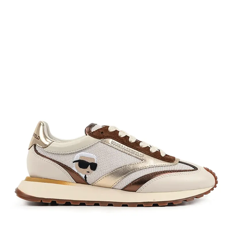 Sneakers femei Karl Lagerfeld Kairo Nft Peep bej din piele și textil 2051DP61130BE
