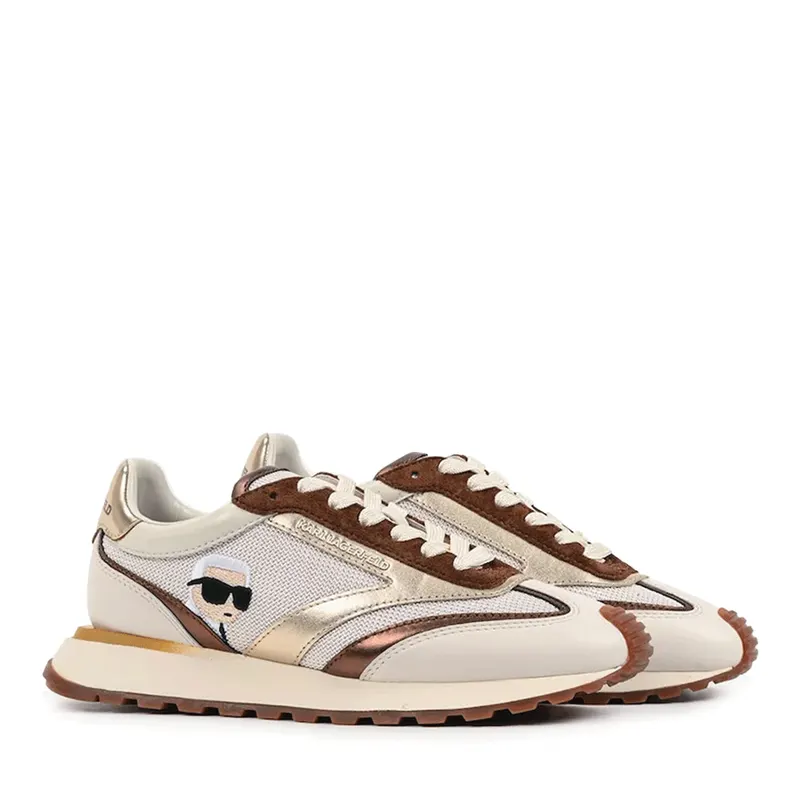 Sneakers femei Karl Lagerfeld Kairo Nft Peep bej din piele și textil 2051DP61130BE — imaginea 2