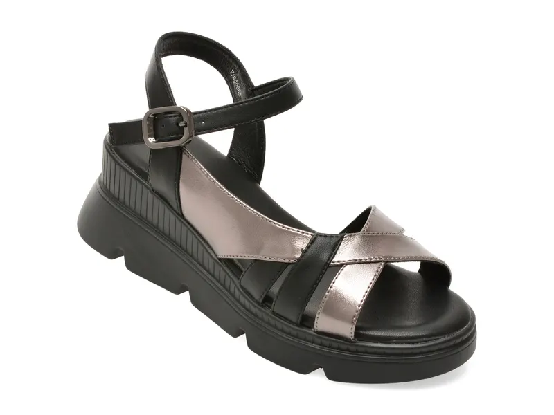 Sandale KARISMA negre, VA60008, din piele naturala