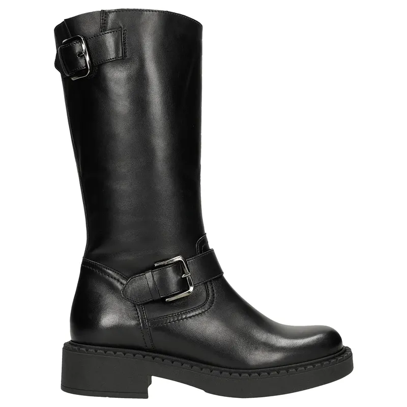 Botine biker negri cu catarame damă