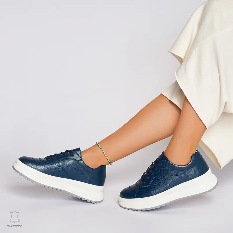 Pantofi casual dama din piele naturala CRL0006 BLEUMARIN