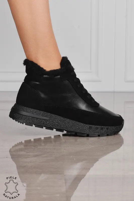 GHETE DAMA din PIELE Naturala Combinata cu Piele intoarsa CRL1523