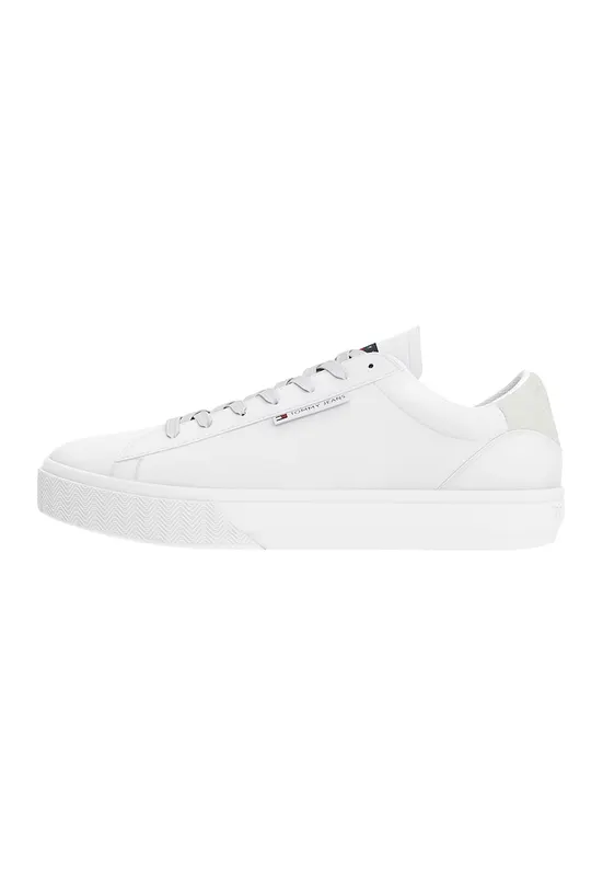 Pantofi sport de piele cu detalii de piele ecologica - Alb