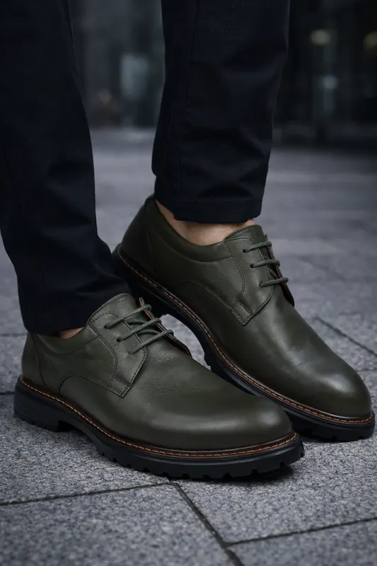 Pantofi Casual din Piele Verde - OLY GREEN