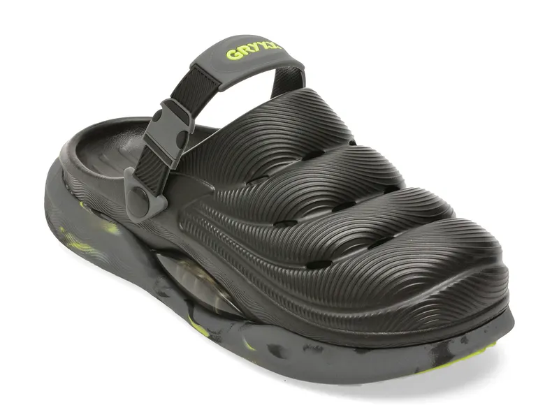 Papuci negri, 2707M, din pvc
