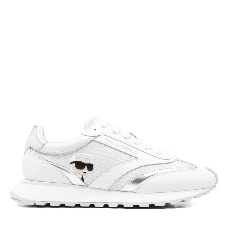 Sneakers femei Karl Lagerfeld Kairo Nft Peep albi din piele și textil 2051DP61130A