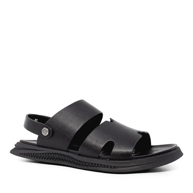Sandale bărbați negre din piele 3851bs457n — imaginea 2
