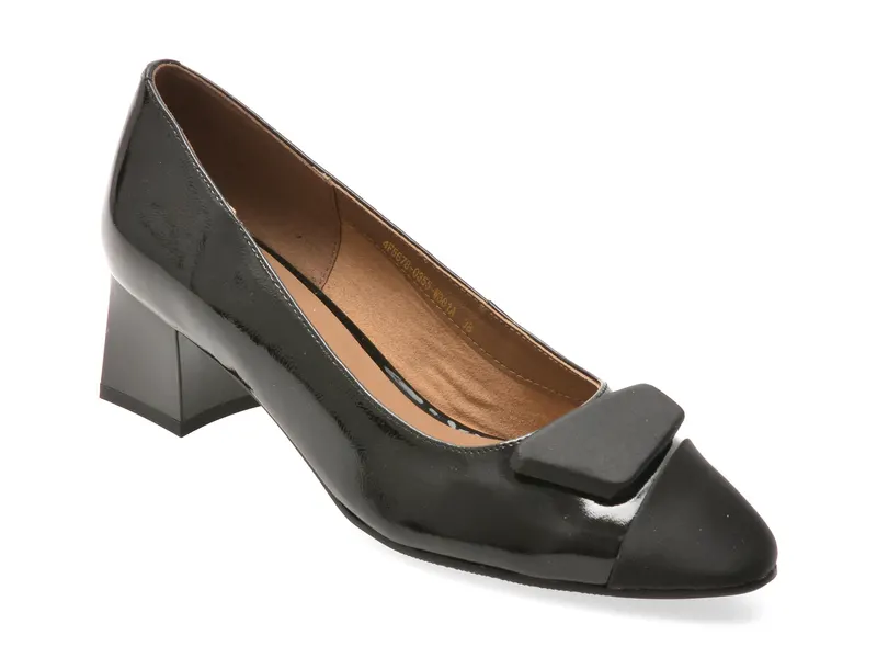 Pantofi eleganti EPICA negri, 4F5678, din piele naturala lacuita